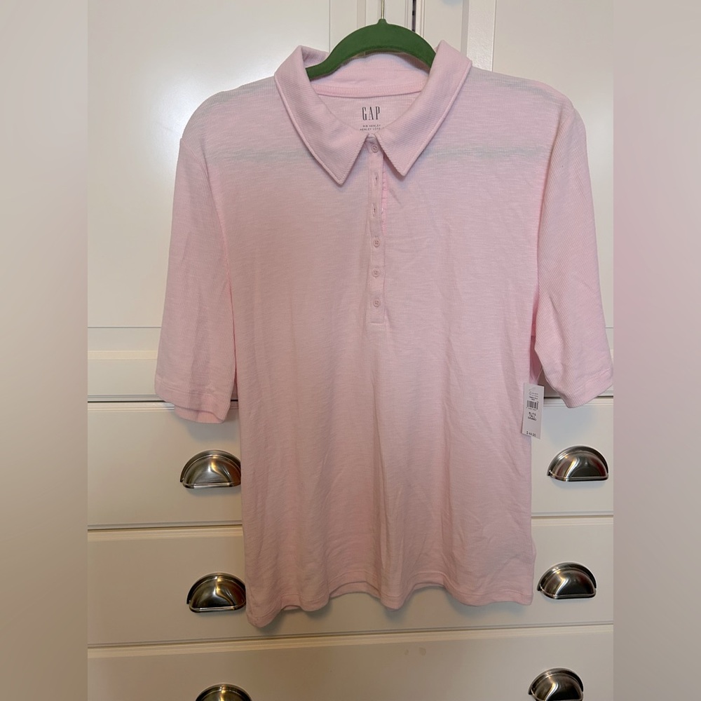 Gap pink polo rib Henley XL tall BNWT